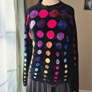 Sweater Sweater Brand Chenille Rainbow Dot Vintage Sweater Medium EUC